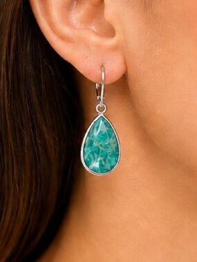 NEW - Amazonite Teardrop Earrings | Genuine Gemstones | Sterling Silver | 1.5”